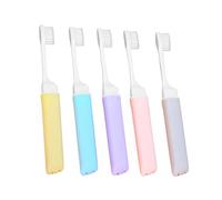 VINTORKY 5pcs Foldable Lightweight Toothbrushes Made of Polypropylene for Home Use and Traveling, Compact Size Convenient Travel Toothbrush Kit with Assorted Colours Random Color