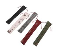 VINTORKY 5pcs Folding Fan Pouch Handmade Cotton Linen Protective Covers Portable Organizer Bags for Chinese Hand Fans in Khaki Gray Black Red Green for Travel and Cultural Events