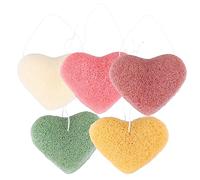 VINTORKY 5pcs Heart-shaped Facial Cleansing Sponges Exfoliating Deep Oil Control Face Wash Puff for Sensitive Skin