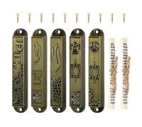 VINTORKY 5pcs Metal Judaica Decorative Mezuzah Set with Scripture Scrolls for Home Decor, Religious Mezuzah Adornments for Doorposts and Jewish Housewarming
