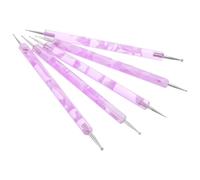 VINTORKY 5pcs Nail Art Pens Set with Double Ended Dotting Tools for DIY Nail Art Featuring Stainless Steel and Plastic Materials Precision Design and Sparkling Finish