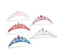 VINTORKY 5Pcs Newborn Rhinestone Crown Headbands for Elastic Hairband Silver Red Blue Pink and Rose for Birthday Parties and Showers