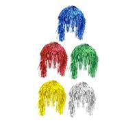 VINTORKY 5pcs Shiny Metallic Party Wigs for Women Cosplay Wigs Lightweight Sparkling Tinsel Hair for Masquerade Festivals and Group Celebrations