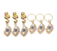 VINTORKY 6 Pcs Spiral Dreadlocks Hair Braid Rings with Evil Eye Pendants, Sturdy Alloy Hair Jewelry Accessories for Women, Decorative Braids Accessories for Birthday and New Year
