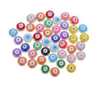 VINTORKY 60pcs Devil's Eye Bead Beads for Crafts Decor Keychain Evil Eye for Jewelry Making DIY Charms Flat Round Resin