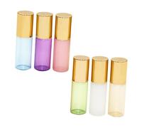 VINTORKY 6pcs 3ml Glass Roll-on Bottles Set Pearlescent Portable Refillable Essential Oil Containers with Steel Roller Balls for Travel and Aromatherapy