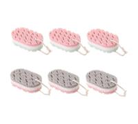 VINTORKY 6pcs Body Scrubber Sponge for Bathing Adults Dual-Texture Exfoliating Shower Sponges in Green White for Dead Skin Removal Soft Yet Bath Supplies with Easy-Grip Design