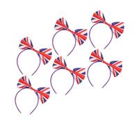 VINTORKY 6pcs British Flag Bowknot Headband Soft Satin Uk Flag Hair Band Festival Sports Fan Accessory Union Jack Hair Hoop