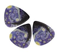 VINTORKY 6pcs Guitar Picks Set with Thumb and Bass Picks, Triangle Galaxy Design, Thick Acoustic Electric Guitar Accessories for Guitarists and Ukulele Players