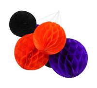 VINTORKY 6pcs Halloween Honeycomb Balls Party Decorations Tissue Paper Pom Poms Hanging Ornaments for Festival Wedding Bridal Shower Backdrop with Vibrant Orange Purple Black Colors