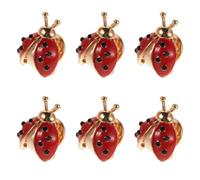 VINTORKY 6pcs Ladybug Brooch Pins for Clothes in Red Alloy, Cute Vintage Beetle Lapel Pins Providing Quick Style Solution and Clothing Security, for Shirt Collars and Sweaters