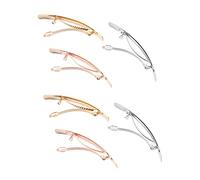 VINTORKY 6pcs Long Spring Hair Clips Smooth Surface Barrettes for Women and Golden Silver Rose Gold Brushed Styles for Parties Birthdays and Daily Wear