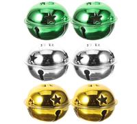 VINTORKY 6pcs Metal PET Bell Pendant Charm Set for Collar DIY Craft | Christmas Themed Festive Design, 5cm Size, Backpack Hanging Ornament, Door Bell Use
