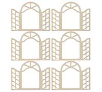 VINTORKY 6pcs Mini Wooden Window Cutouts: Unfinished 10-Pane Wood Window Frame to Paint - Mini Furniture Decoration for DIY Art Projects Dollhouse Fairy Garden