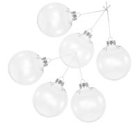 VINTORKY 6pcs Plastic Balls Christmas Ornaments, Flat Sphere Shape with Hanging Feature, 10cm Fillable Baubles for DIY Craft and Christmas Tree Decoration