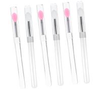VINTORKY 6pcs Silicone Lip Brushes with Lid, Portable and Pink Heads, Dustproof Lipstick Applicators for Makeup and Lip Mask Application in Beauty Routine