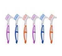 VINTORKY 6Pcs Soft Denture Toothbrushes: Double Head Denture Cleaning Brush with Gentle Bristles for Retainer - Scrub Brush for False Teeth
