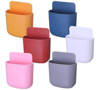 VINTORKY 6pcs Wall Mounted Pp Mobile Phone and Remote Controller Holder Organizer Boxes, Punch Free Adhesive Storage Rack for Living Room the Sofa, Prevents Loss and Clutter