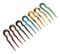 VINTORKY 7pcs U-shaped Hair Forks Set, Plastic Retro Wavy Hairpins with Leopard Print and Solid Colors, Multi-color Hair Clips for Updo Styling and Everyday Wear in Women