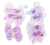 VINTORKY 8 pcs Floral Rabbit Ear Hair Clips for Adorable Bow Barrettes for Parties Birthdays and Festivals Unique Design with Pearl Accents