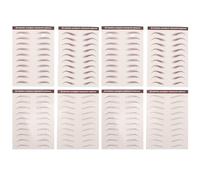 VINTORKY 8 Sheets Temporary 3D Eyebrow Stickers: Peel Off Eyebrow Decal Self-Adhesive Waterproof Brow Transfers Shaping Brow Tape For Women Makeup Accessories Brown
