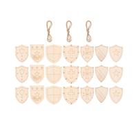 VINTORKY 80pcs Unfinished Wooden Shield Cutouts - Paintable Wooden Crafts - DIY Shield Shapes Hanging Decor for Knight Medieval Party Father's Day Tags 60mm