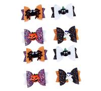 VINTORKY 8pcs Halloween Ghost Hair Clips Colorful Bow Headdress for Party Fabric Metal Hair Accessories for Masquerade and Costume Celebration