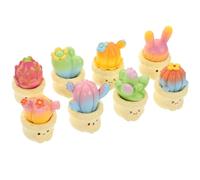 VINTORKY 8pcs Miniature Potted Cactus Figures Potted Cactus Decor Small Desk Plant Resin Use Festive Atmosphere Assorted Style Natural Style for Tabletop and Shelf Decoration