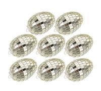 VINTORKY 8pcs Mosaic Glass Easter Egg Ornaments with Foam Filling, 4x6cm Silver Hanging Decorations for Easter Home and Tree, Spring Holiday Craft Décor