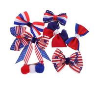 VINTORKY 8pcs Red White Blue Striped Barrettes for Independence Day Comfortable Secure Hair Accessories for Women Themed Parties
