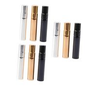 VINTORKY 9 Pcs 5ml Glass Perfume Spray Bottles Portable Refillable Sub Bottles Aluminum Half-cap in Gold Silver and Black for Travel and Daily Use