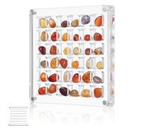VINTORKY Acrylic Grid Display Case Jewellery Display Box 36 Grid Shell and Trinket Organizer with Secure Hold and View for Shells and Trinkets