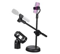 VINTORKY Adjustable Desktop Mic Stand Extendable Telescopic Microphone Holder Phone Holder for Tabletop Use Compatible Mic Mount