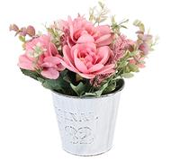 VINTORKY Artificial Silk Flowers Bonsai Deep Pink Faux Hydrangea Potted Silk Flowers for Interior Decoration Table Centerpieces Vintage Style Home Office Display