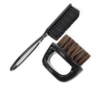 VINTORKY Barber Knuckle Brush Beard Taming Brush Set Nylon Bristles for Men Mustache Styling Tools Black Facial Hair Grooming Kit for Professional Barber Use