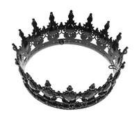 VINTORKY Baroque Black Wedding Headband Lightweight Alloy Bridal Crown Rhinestone Gothic Tiaras Vintage Crystal Queen Princess Headpieces for Prom Halloween Pageant