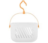 VINTORKY Bathroom Hanging Basket - Portable Plastic Storage Organiser with Hook & Drainage Holes, Small Bath Caddy for Cosmetics and Small Items, Bathroom, White