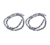 VINTORKY Beads with Unique and Elegant Style 2 Strands Black and White Round Stone Material Amulet Function for Expelling Evil for Bracelet Making and Jewelry Creation