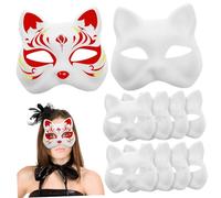VINTORKY Blank Cat Masks 10pcs Animal Masks Diy for Halloween Masquerade Cosplay