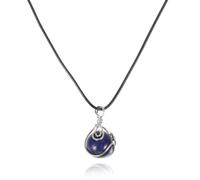VINTORKY Blue Natural Stone Pendant Necklace with Wrapped Crystal Design, Sturdy Pu Material, for Party Decorating Use and Daily Wear, Gift for Families and Friends