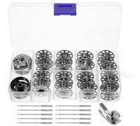 VINTORKY Bobbin Case with 31 Metal Bobbins for Sewing Machines, Convenient Storage and Smooth Surface, Compatible with Brother Sewing Machine, Sturdy Iron and Plastic Material