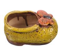 VINTORKY Boot Shape Flowerpot Ceramic Decorative Planter for Cactus and Flowers, Hand-painted 3d Floral Design, Sturdy Breathable Clay Material, for Indoor and Outdoor Gardening