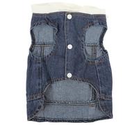 VINTORKY Breathable Denim Dog Vest with White Knitted Hat, Retro Jeans Style Dog Apparel for Summer and Autumn, Protects Pets after Hair Cut and Prevents Direct Sunlight, Size L