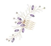 VINTORKY Bridal Hair Comb Rhinestones Vintage Prong Hair Accessory for Weddings Bridesmaids and Prom Elegant Beaded Design Gold Finish -