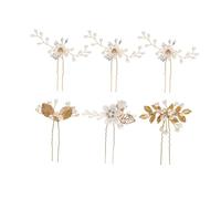 VINTORKY Bridal Hairpin for Wedding Pearl Hairpins Set u Shaped Leaf and Pearl Design