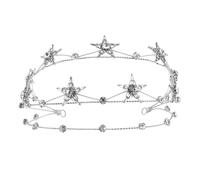 VINTORKY Bridal Rhinestone Star Crown Tiara Silver Five-Pointed Star Headpiece Wedding Hair Accessory for Brides and Women