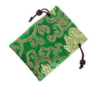 VINTORKY Brocade Storage Bag Jewelry Pouch Wear Resistant Multifunctional Design Elegant Fortune Bag Shape Green Silk Brocade for Meditation Sessions Daily Use Small Jewelry and Buddhist