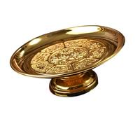 VINTORKY Buddhist Lotus Fruit Tray 6-Inch Alloy Sacrificial Holder Religious Tribute Plate for Temple Altars and Worship Offerings