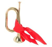 VINTORKY Bugle Trumpet for Beginners Gold Military Horn Red Sash Wind Instrument for School Band and Orchestra Performance
