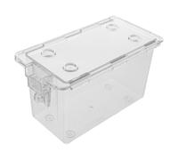 VINTORKY Business Card Storage Box: 4x6 Clear Plastic Organizer with Lock Lid - Portable Holder Case for Office Supplies ID Cards Classroom Trading Recipe